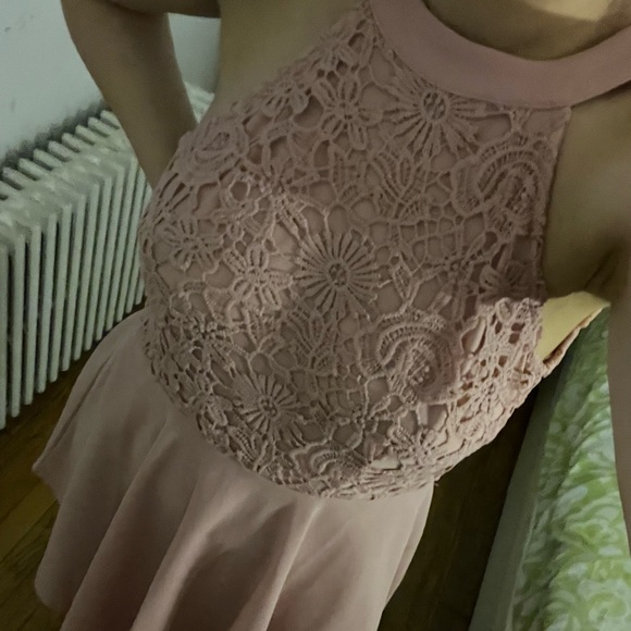 Zip Back Guipure Lace Halter Fit & Flare Dress - Picture 8 of 11